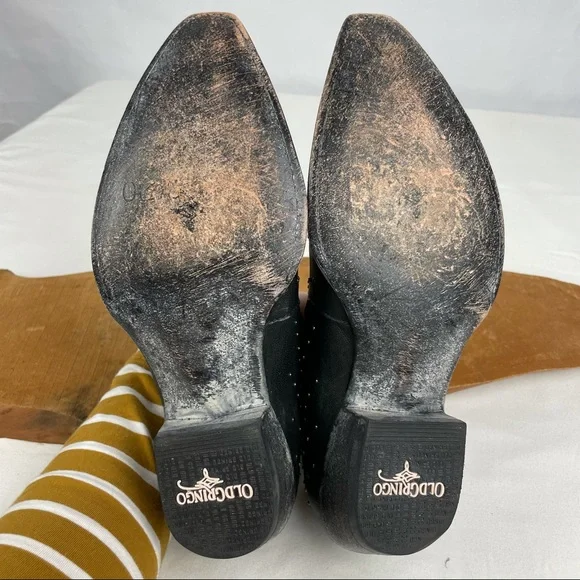 Old Gringo Black Leather Silver Studded Low Cut Ankle Cowboy Cowgirl Booties 8 - Picture 11 of 16